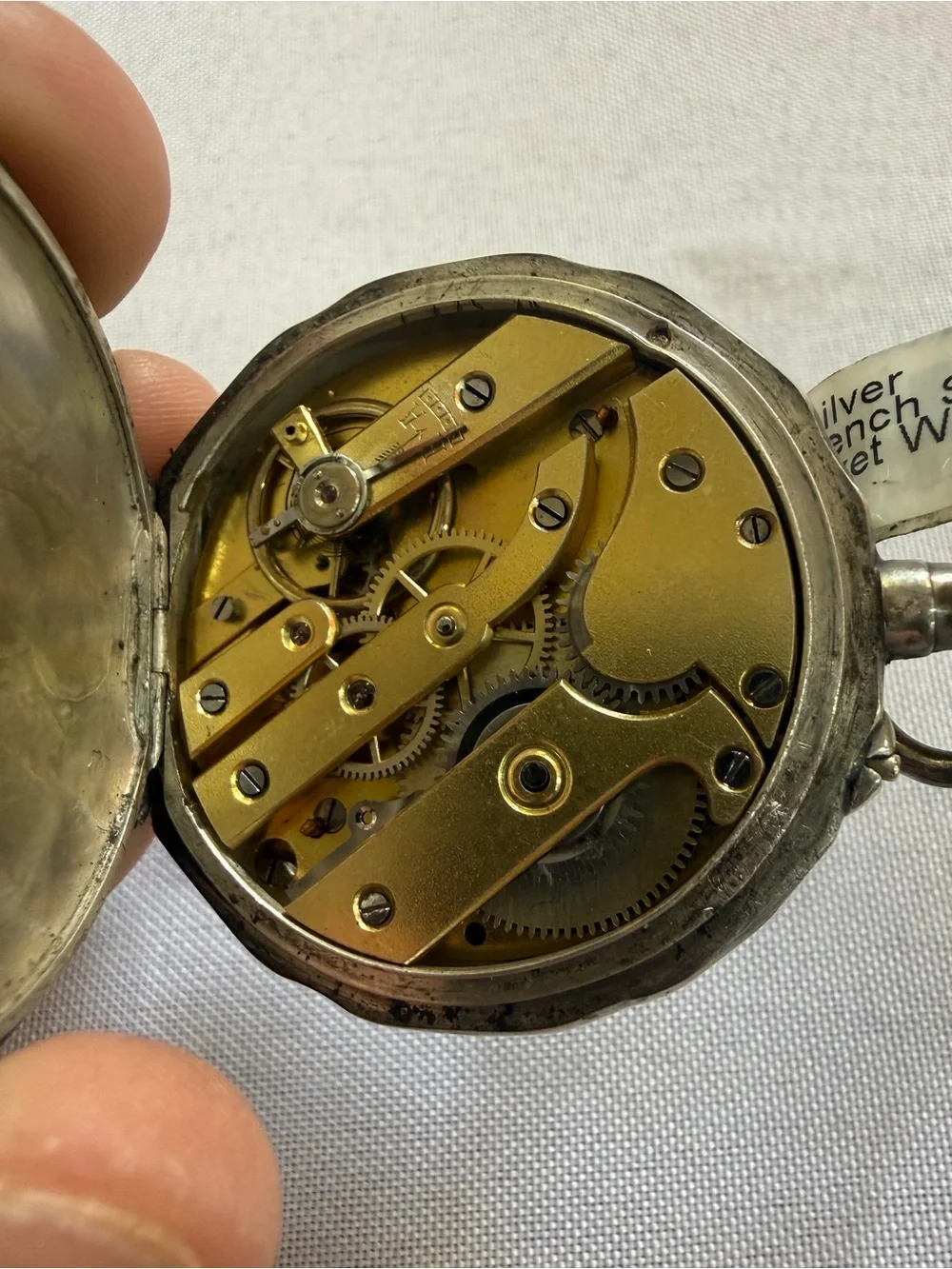 1905 French Medailles D’ Or Cylinder 10 Rubis Pocket Watch Sterling Silver